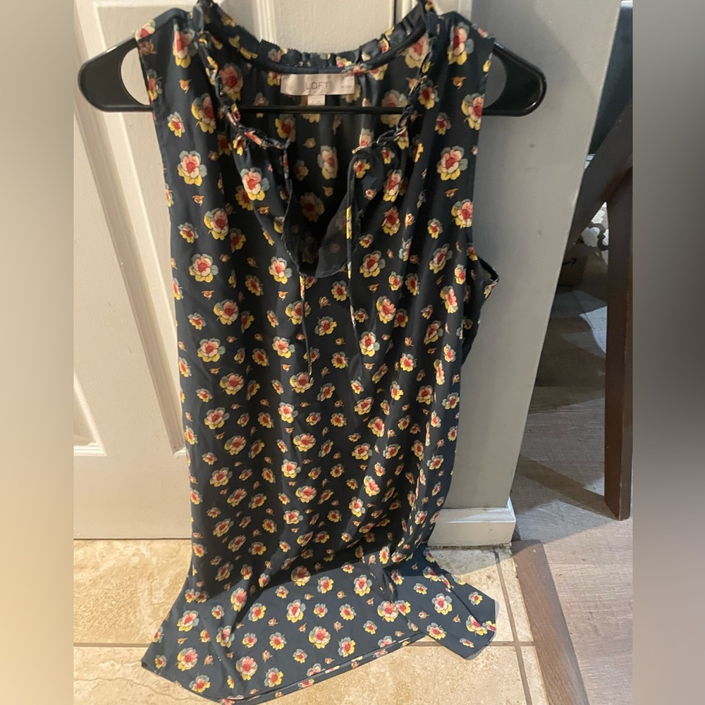 SOLD Loft petite green dress with floral print